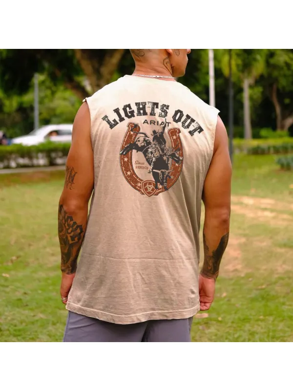 Mens Lights Out Muscle Tank Top - Aptkoi.com 