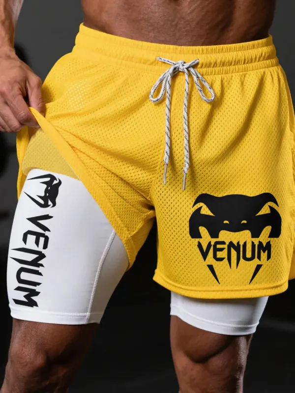 Fitness Double Mesh Shorts Everyday Basic Shorts Ultimate Fighting Double Shorts - Menbarn.com 
