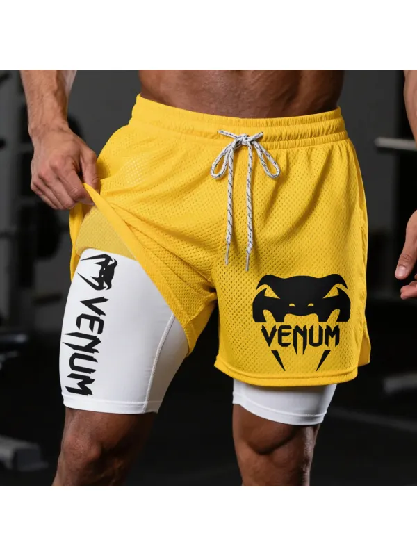 Fitness Double Mesh Shorts Everyday Basic Shorts Ultimate Fighting Double Shorts - Aptkoi.com 
