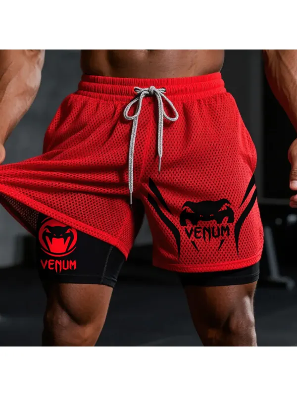 Fitness Double Mesh Shorts Everyday Basic Shorts Ultimate Fighting Double Shorts - Aptkoi.com 
