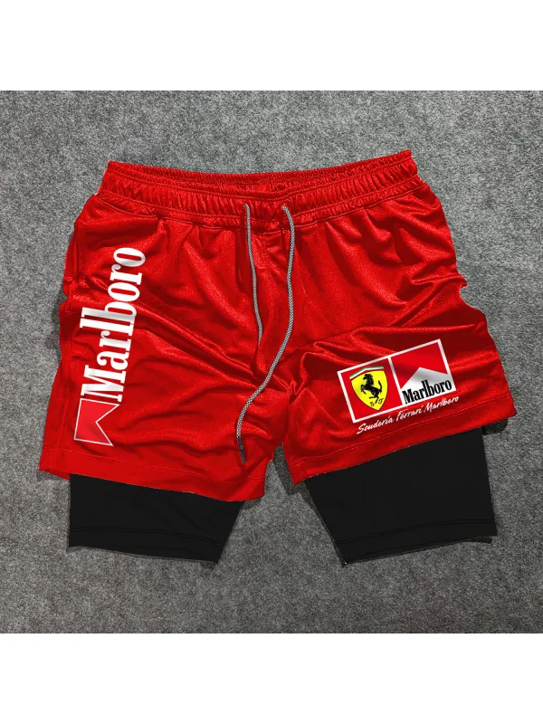 Casual Racing Workout Double Layer Shorts - Aptkoi.com 