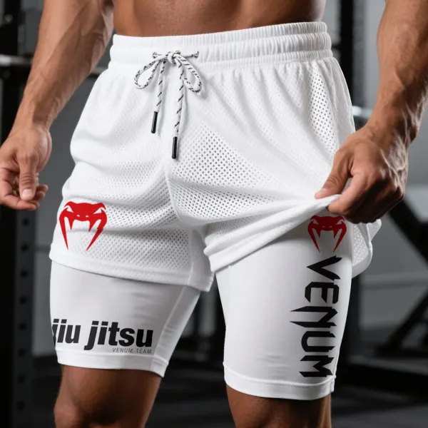 Fitness Double Mesh Shorts Everyday Basic Shorts Ultimate Fighting Double Shorts - Ootdyouth.com 