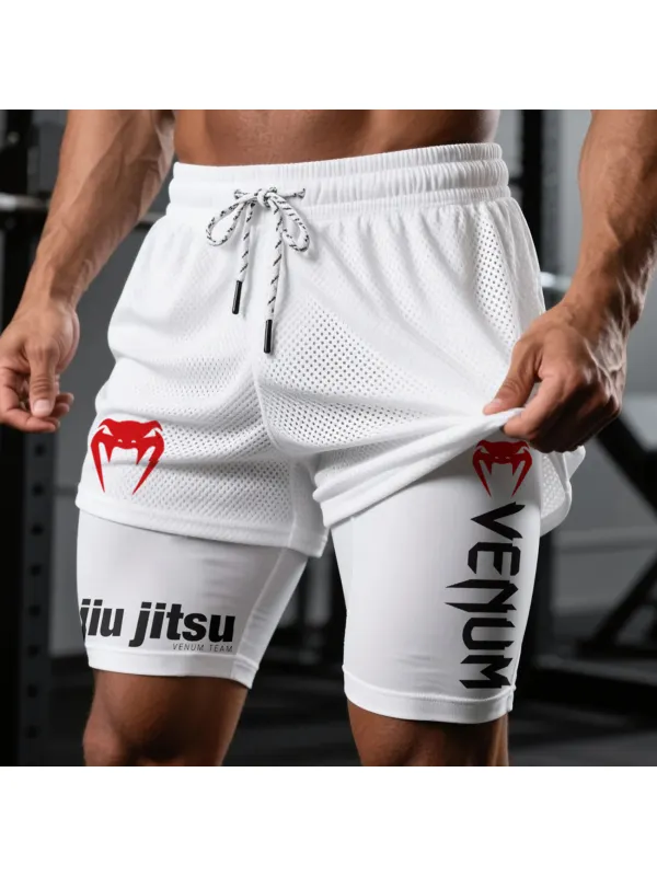 Fitness Double Mesh Shorts Everyday Basic Shorts Ultimate Fighting Double Shorts - Aptkoi.com 
