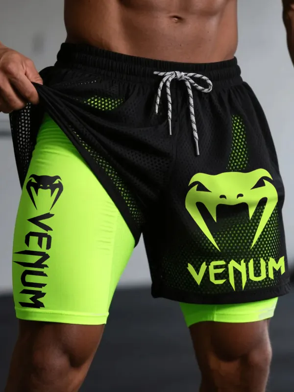 Venum Fitness Double Mesh Shorts Ultimate Fighting Double Shorts - Menbarn.com 