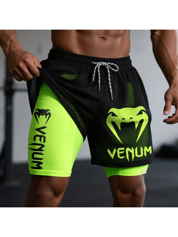 Fitness Double Mesh Shorts Everyday Basic Shorts Ultimate Fighting Double Shorts - Aptkoi.com 