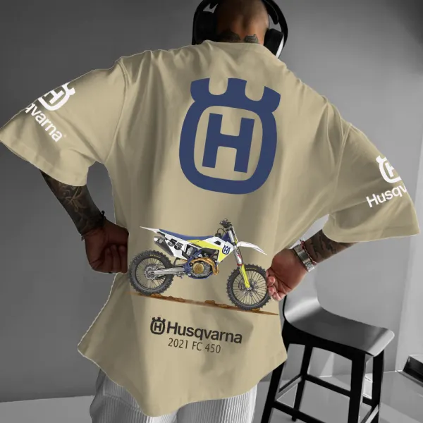 Unisex Motocross Team Logo Print Oversized T-Shirt - Ootdyouth.com 