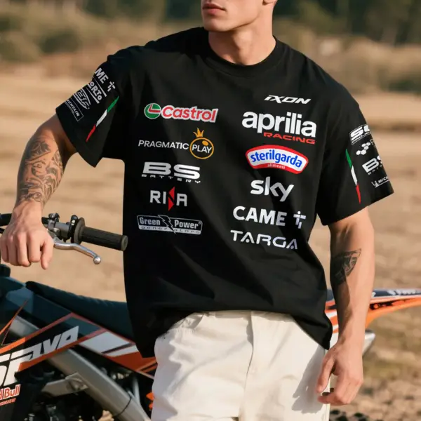 Unisex Oversized Loose Motorcycle Print T-Shirt - Ootdyouth.com 