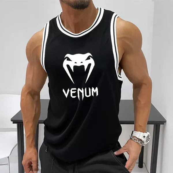 Men's Black Sports Fitness Casual Sleeveless Vest - Ootdyouth.com 