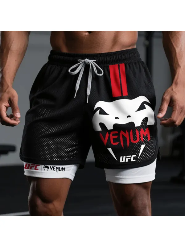 Fitness Double Mesh Shorts Everyday Basic Shorts Ultimate Fighting Double Shorts - Aptkoi.com 