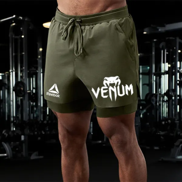 Men's Sports Casual Fake Two-Piece Fitness Shorts - Ootdyouth.com 