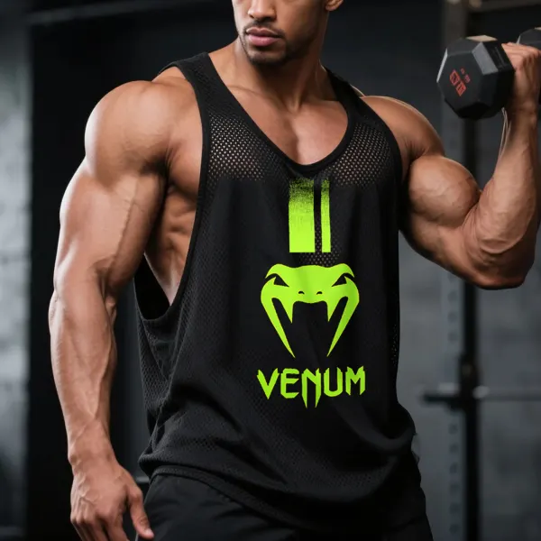 Oversized Loose And Comfortable Mesh Breathable Vest Fitness Sports Extreme Fighting Print Vest - Wayrates.com 