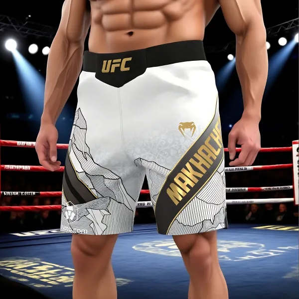 Men's Unrivaled By Venum White Islam Makhachev Long Fit Fight Short - Ootdyouth.com 