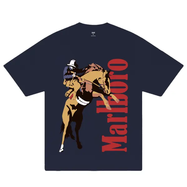 Stylish Cowboy And Horse Design T-shirt - Ootdyouth.com 