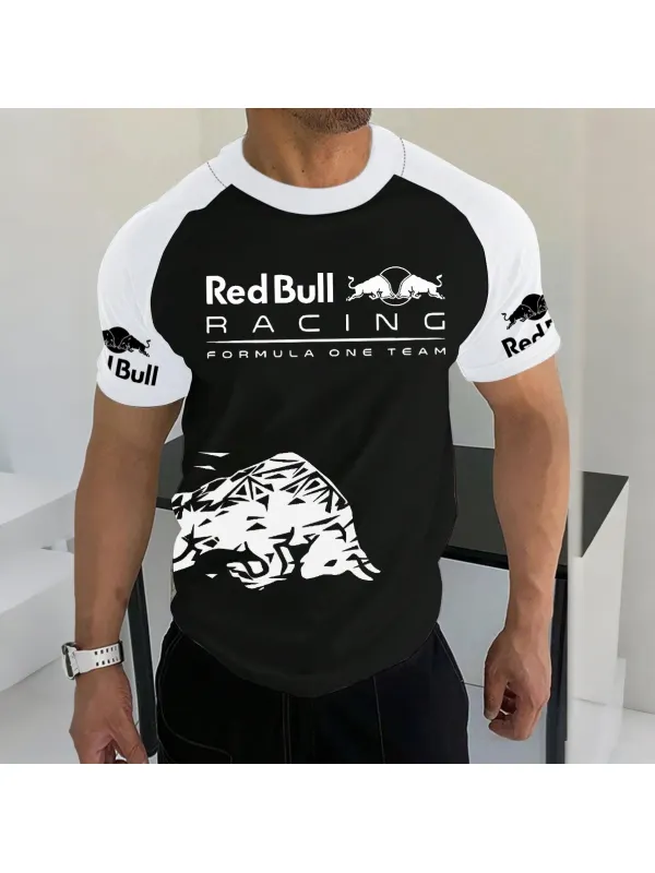 Men's Racing Team Graphic Print Contrast Tee - Aptkoi.com 