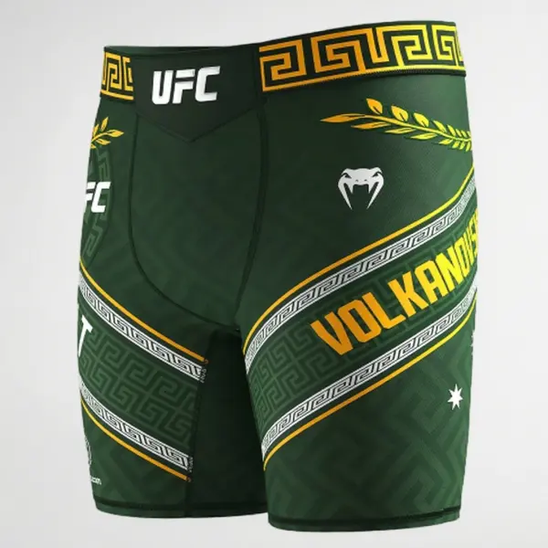 UFC Green Fight Shorts With Gold And White Accents - Ootdyouth.com 