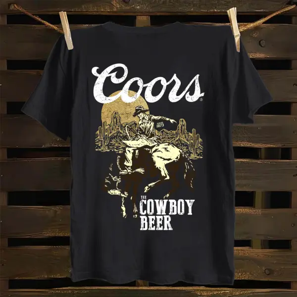 Casual Western Cowboy Print T-shirt - Ootdyouth.com 