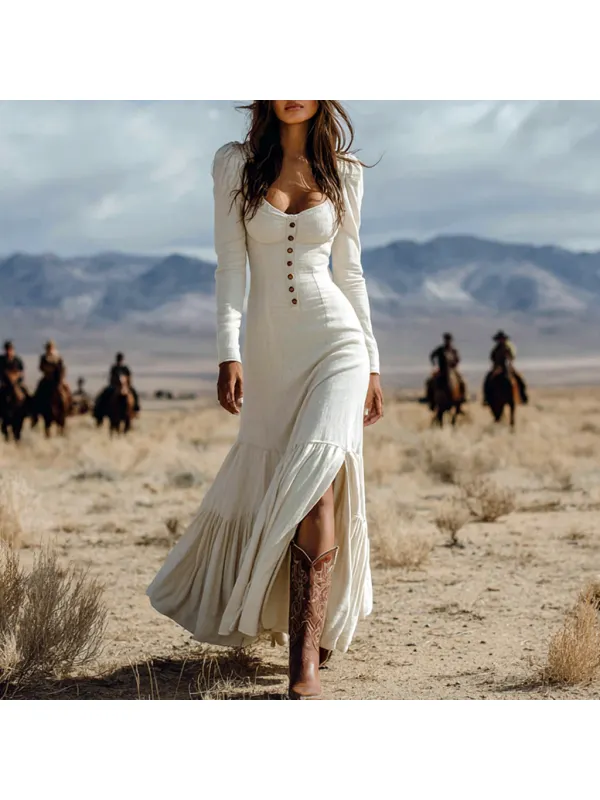 Women's Country Retro Bohemian Maxi Dress - Aptkoi.com 