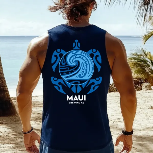 Men's Blue Loose Fit Holiday Surf Vest - Ootdyouth.com 
