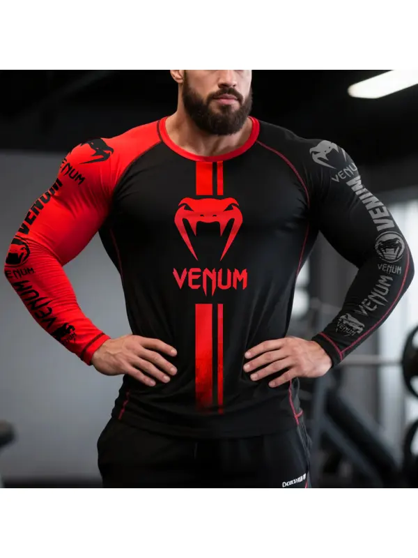 Tight Combat Print Raglan Sleeves Long Sleeves Contrast Color Stitching Round Neck Sweatshirt T-shirt - Aptkoi.com 
