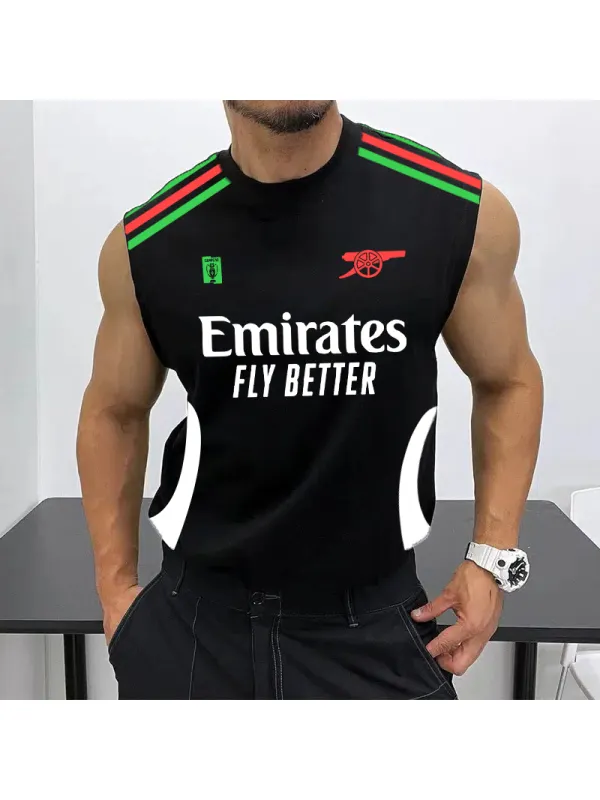 Men's Football Team Logo Print Jersey Casual Fitness Sleeveless Vest - Aptkoi.com 