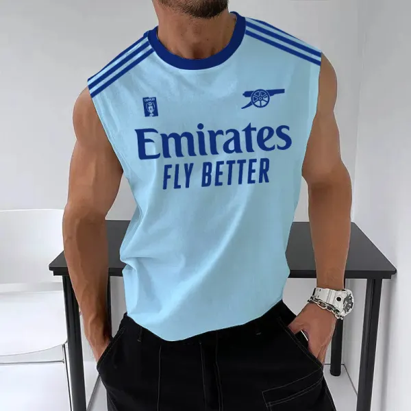Men's Football Team Logo Print Jersey Casual Fitness Sleeveless Vest - Ootdyouth.com 