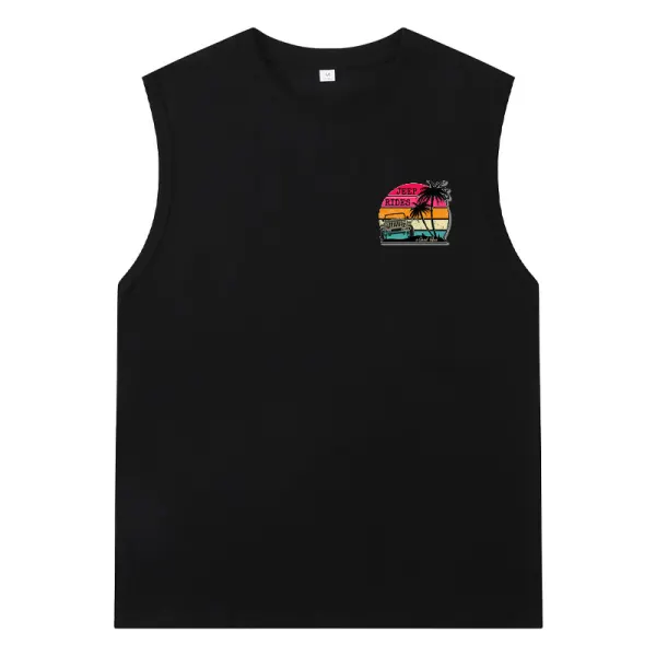 Men's Surf Sunset Beach Graphic Tank Top - Ootdyouth.com 