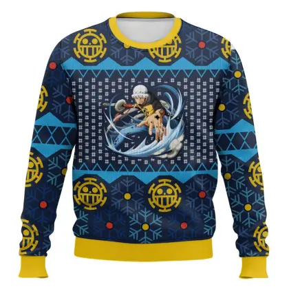 Anime-style Printed Round-neck Christmas Ugly Sweatshirt Pirate Gang Sweater