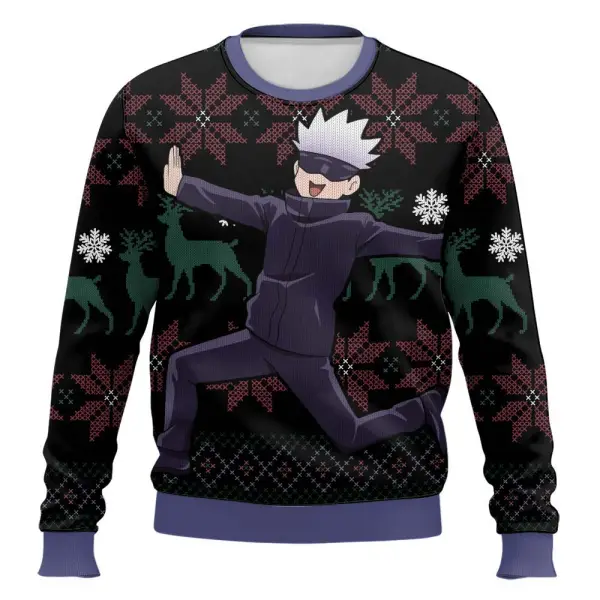Anime-style Print Crew Neck Christmas Ugly Sweatshirt - Wayrates.com 