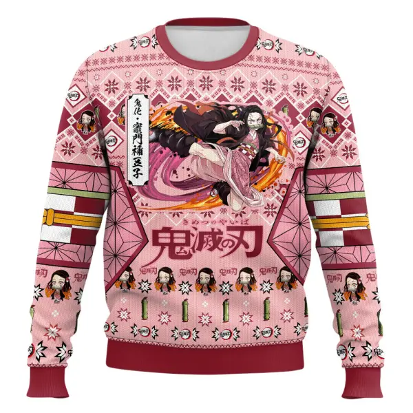Anime-style Print Crew Neck Christmas Ugly Sweatshirt - Wayrates.com 