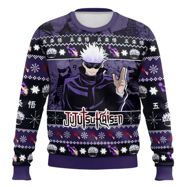 Anime-style Print Crew Neck Christmas Ugly Sweatshirt - Wayrates.com 