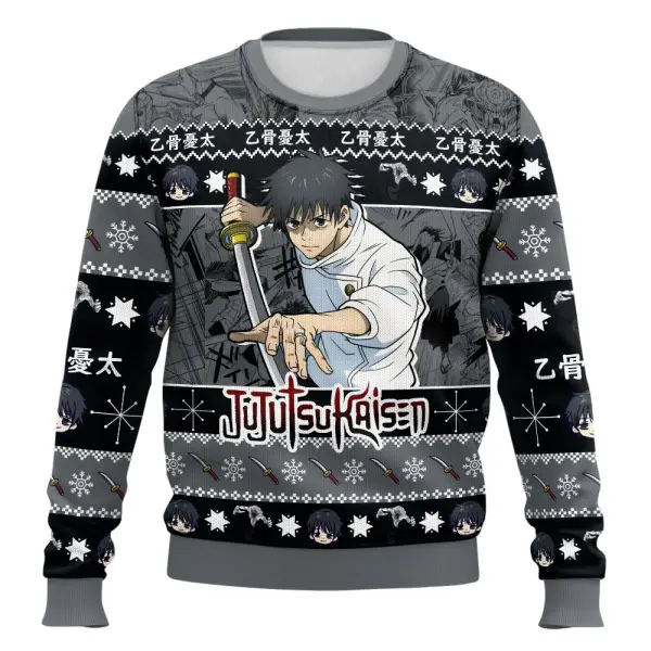 Anime-style Print Crew Neck Christmas Ugly Sweatshirt - Wayrates.com 