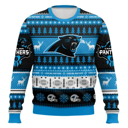 Ugly American Football Print Christmas Sweater