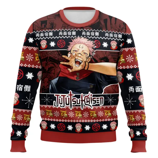 Anime-style Print Crew Neck Christmas Ugly Sweatshirt - Wayrates.com 