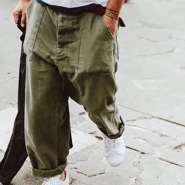 Casual Mens Solid Color Loose Trousers - Keymimi.com 