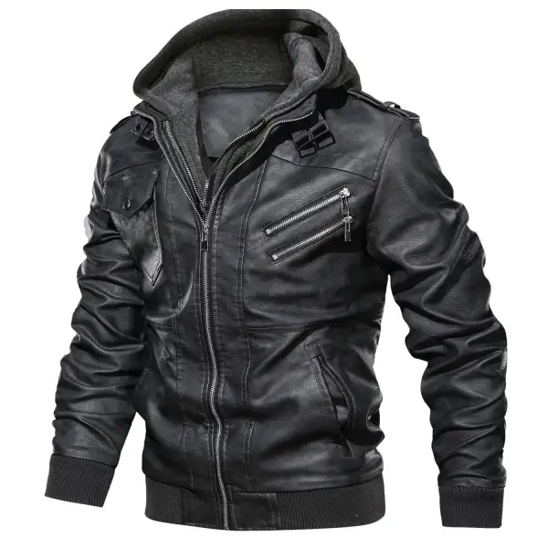 Mens Outdoor Cold-proof Motorcycle Leather Jacket - Keymimi.com 