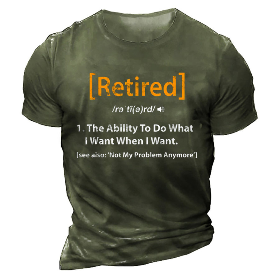 

Men's Retired Definition Print Funny Cotton T-Shirt