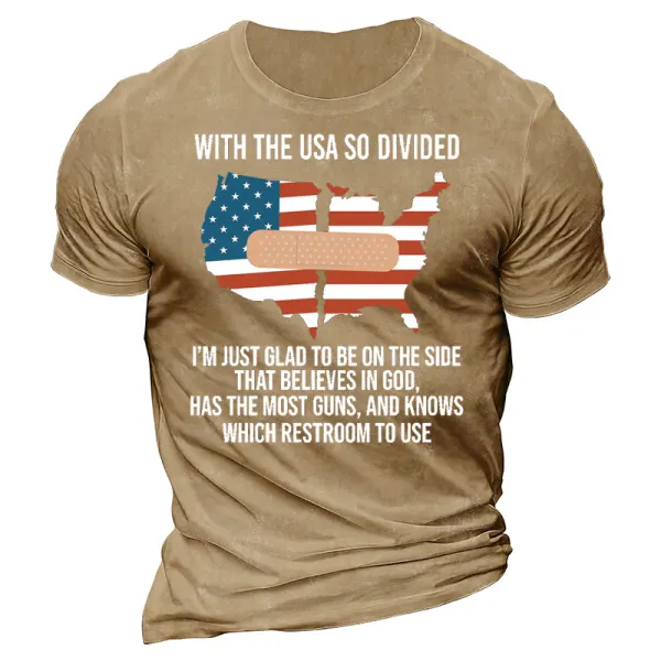 With The USA So Divided I'm Just Glad To Be On The Side That Believes In God Men's Cotton T-Shirt Only $25.89 - Wayrates.com 