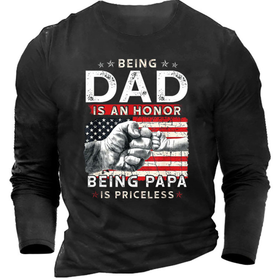 

American Flag Being Dad Is An Being Papa Men's Cotton T-Shirt