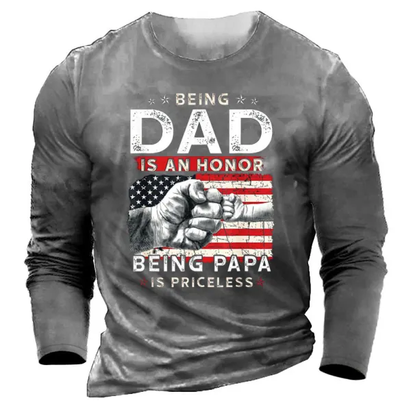 American Flag Being Dad Is An Being Papa Men's Cotton T-Shirt Only $32.89 - Wayrates.com 