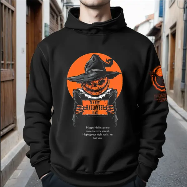 Halloween Pumpkin Skull Print Hoodie - Wayrates.com 