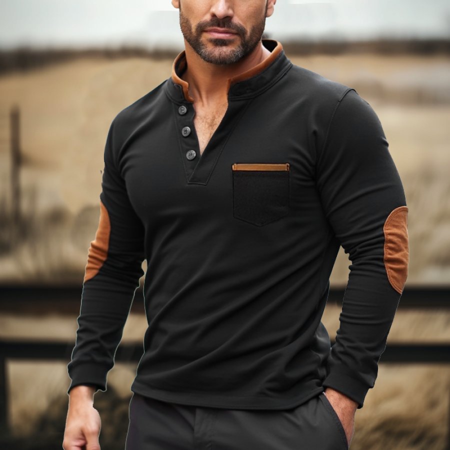 

Men's Outdoor Yellowstone Vintage Spliced Long Sleeved T-shirt