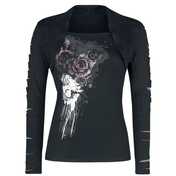 Womens stitching print top - Wayrates.com 