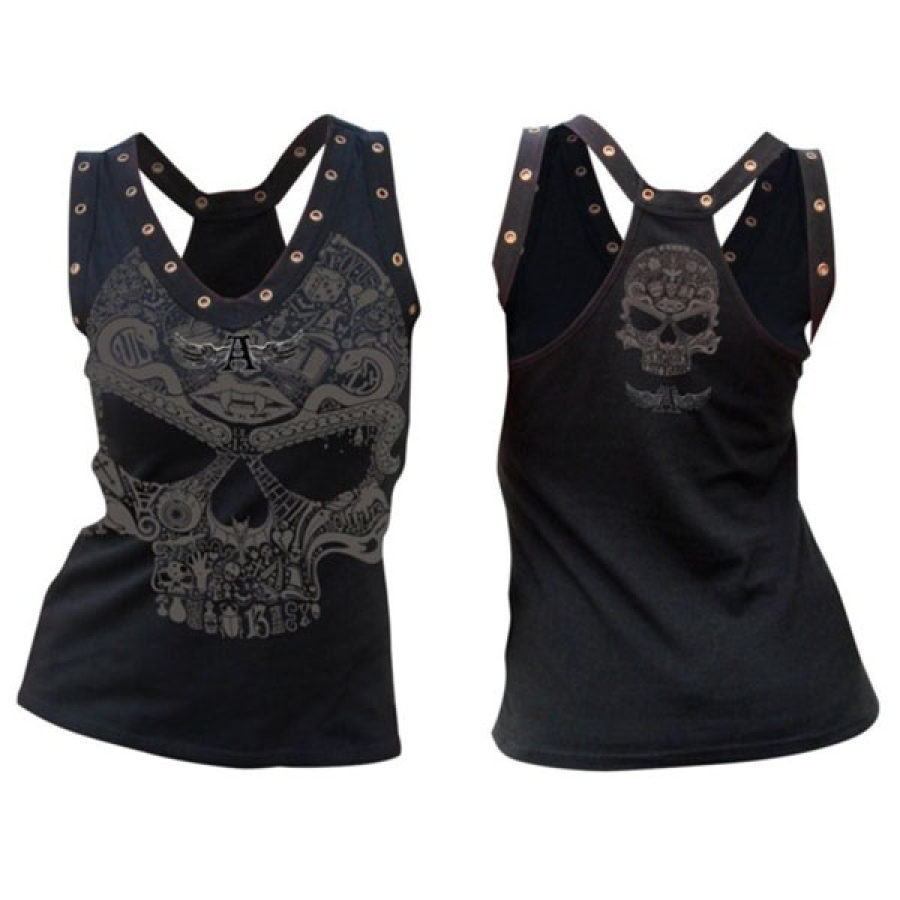 

Womens skull print casual vest