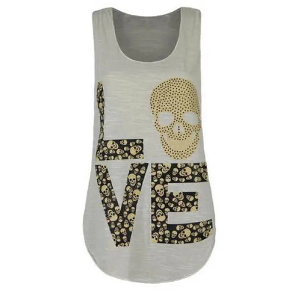 Women's skull print casual vest - Wayrates.com 