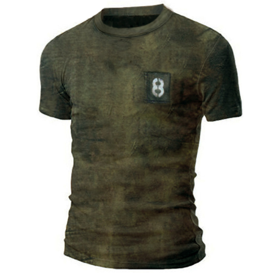 

Men's retro digital print short-sleeved T-shirt