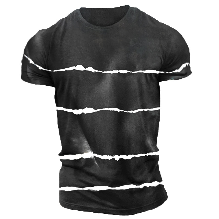 

Men's retro striped print short-sleeved T-shirt