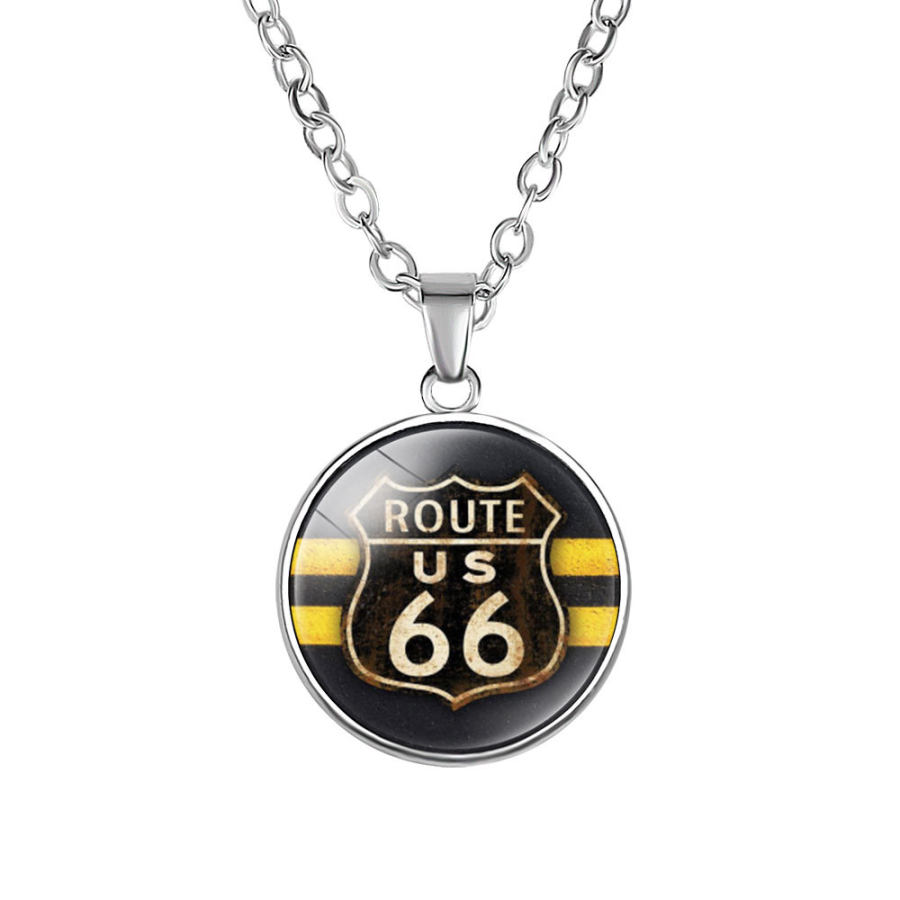 

Retro route 66 alloy necklace