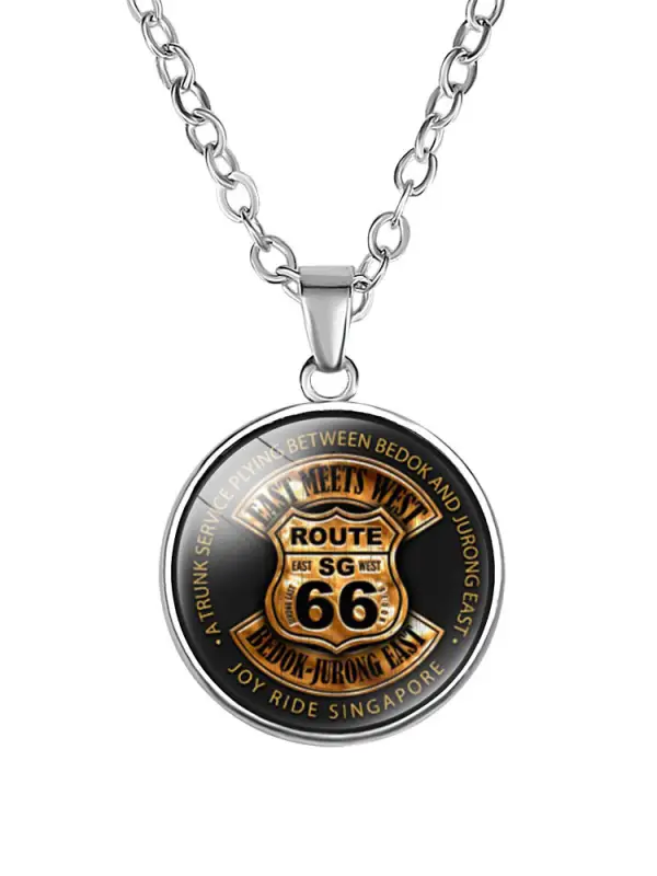 Retro route 66 alloy necklace - Menwyx.com 