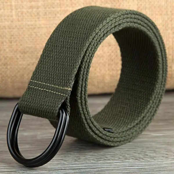 Men's Casual D-buckle Double-ring Buckle Canvas Belt - Wayrates.com 