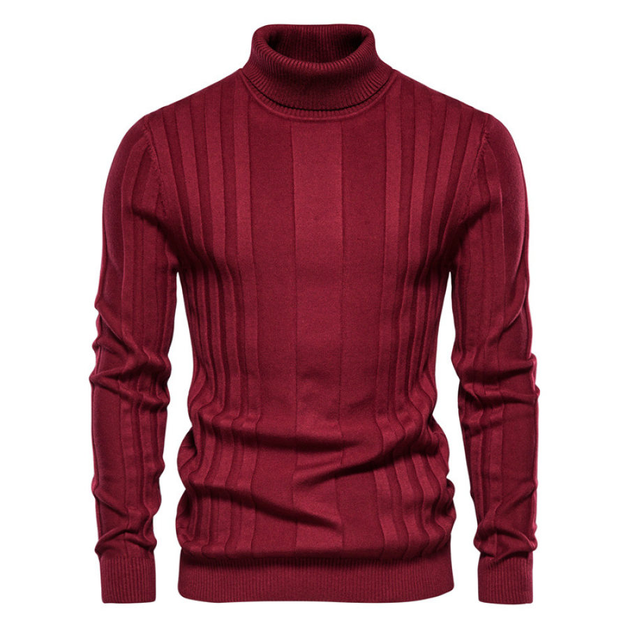 

Men's Casual Solid Color Turtleneck Pullover Sweater